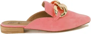 Women's White Buckle Mules: Pointed Toe, Flat Heel, Slip On, Casual Mule Shoes