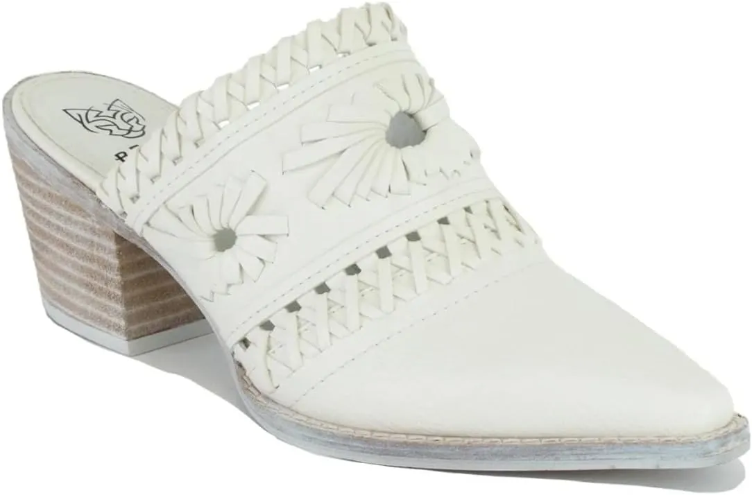 Women's Woven Block Heel Mules Stacked Block Heels Mules Comfort Pointed Toe Backless Slip on Slides Loafer Shoes