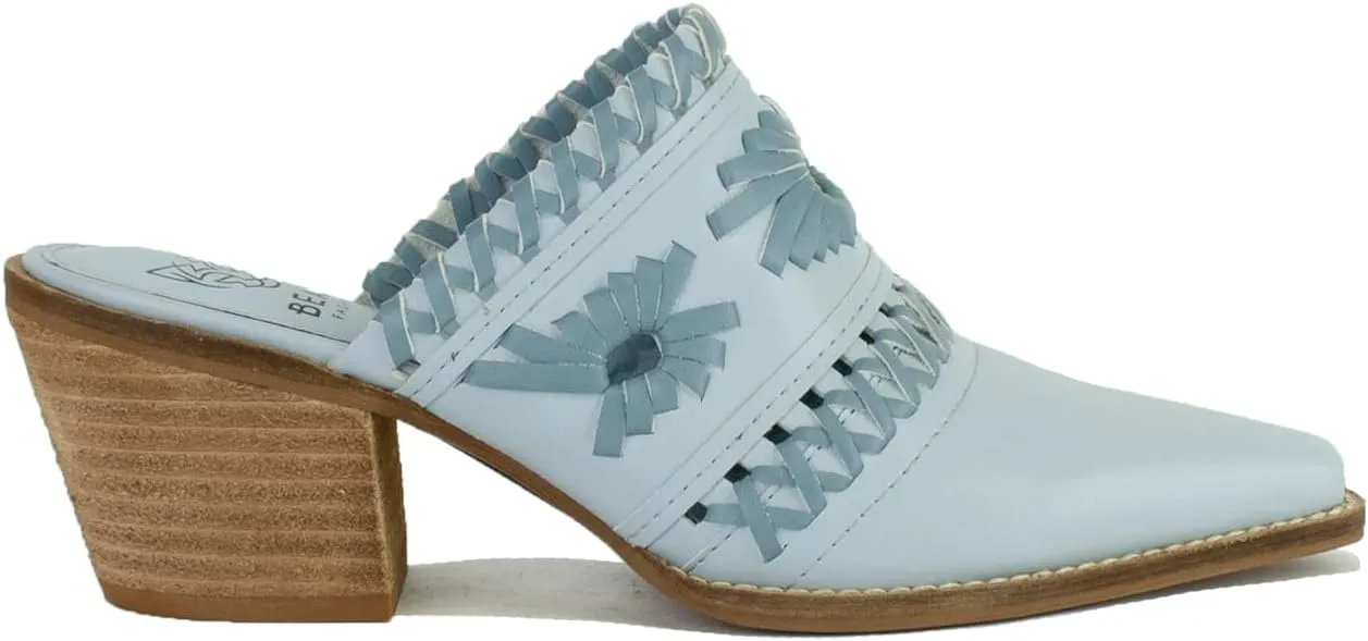 Women's Woven Block Heel Mules Stacked Block Heels Mules Comfort Pointed Toe Backless Slip on Slides Loafer Shoes