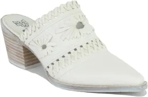 Women's Woven Block Heel Mules Stacked Block Heels Mules Comfort Pointed Toe Backless Slip on Slides Loafer Shoes