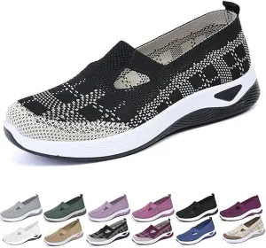 Womens Woven Orthopedic Walking Shoes, Women's Comfortable Mesh Breathable Soft Slip-on Arch Support Sports Sneakers