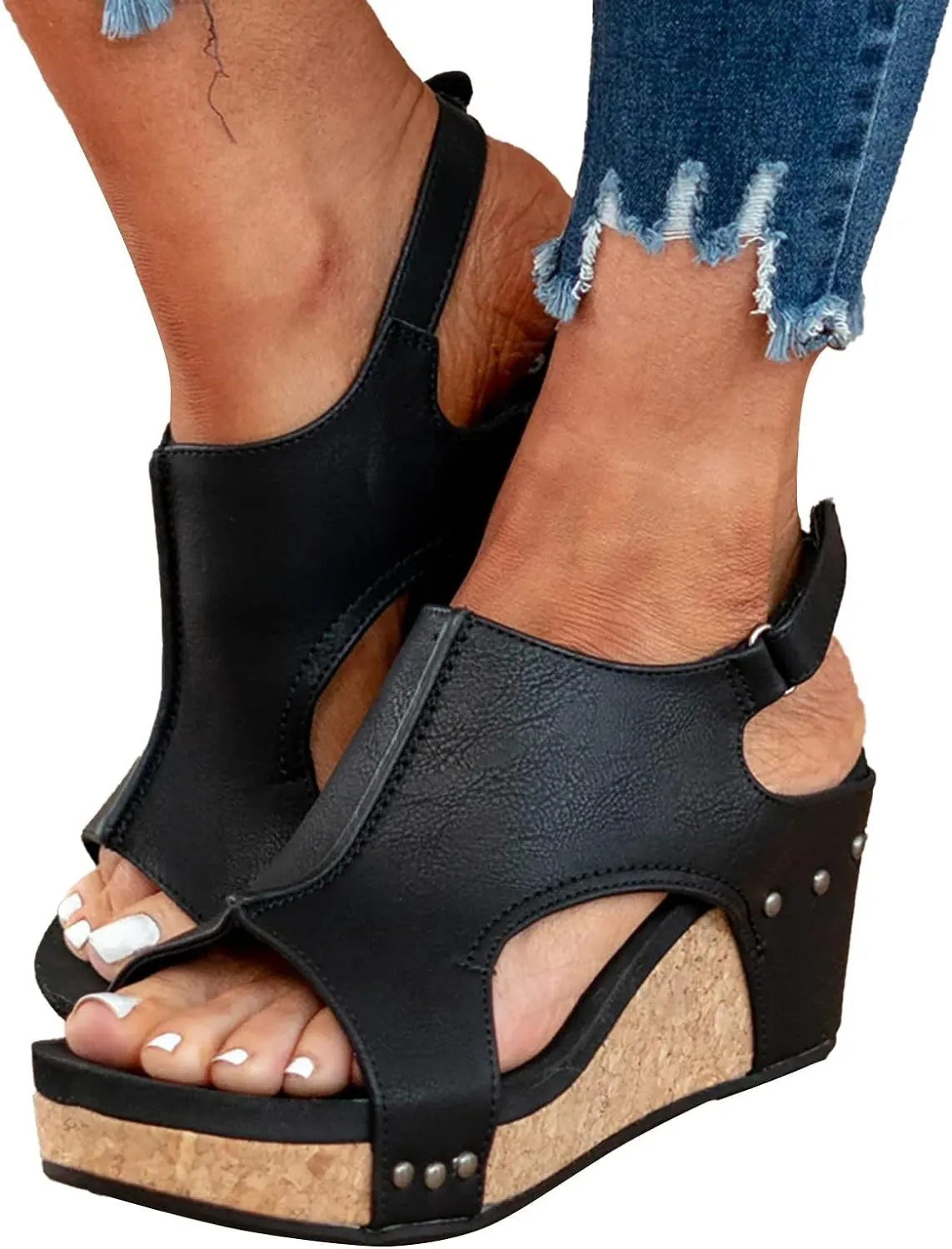 Womenyiaor Wedge Sandals for Women, Women's Platform Sandals Wedge Heel Sandals Ankle Strap Open Toe Sandals Casual Summer Dressy Espadrilles Wedges Shoes Ladies Sandals
