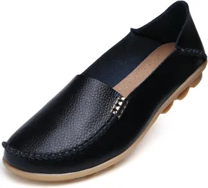 WUIWUIYU Women's Comfortable Loafers Casual Round Toe Moccasins Driving Flats Soft Walking Shoes Women Slip Ons
