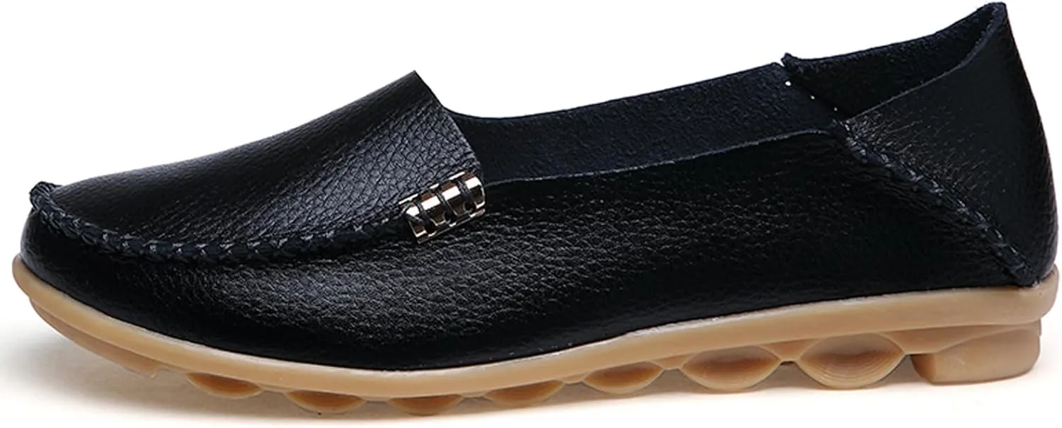 WUIWUIYU Women's Comfortable Loafers Casual Round Toe Moccasins Driving Flats Soft Walking Shoes Women Slip Ons