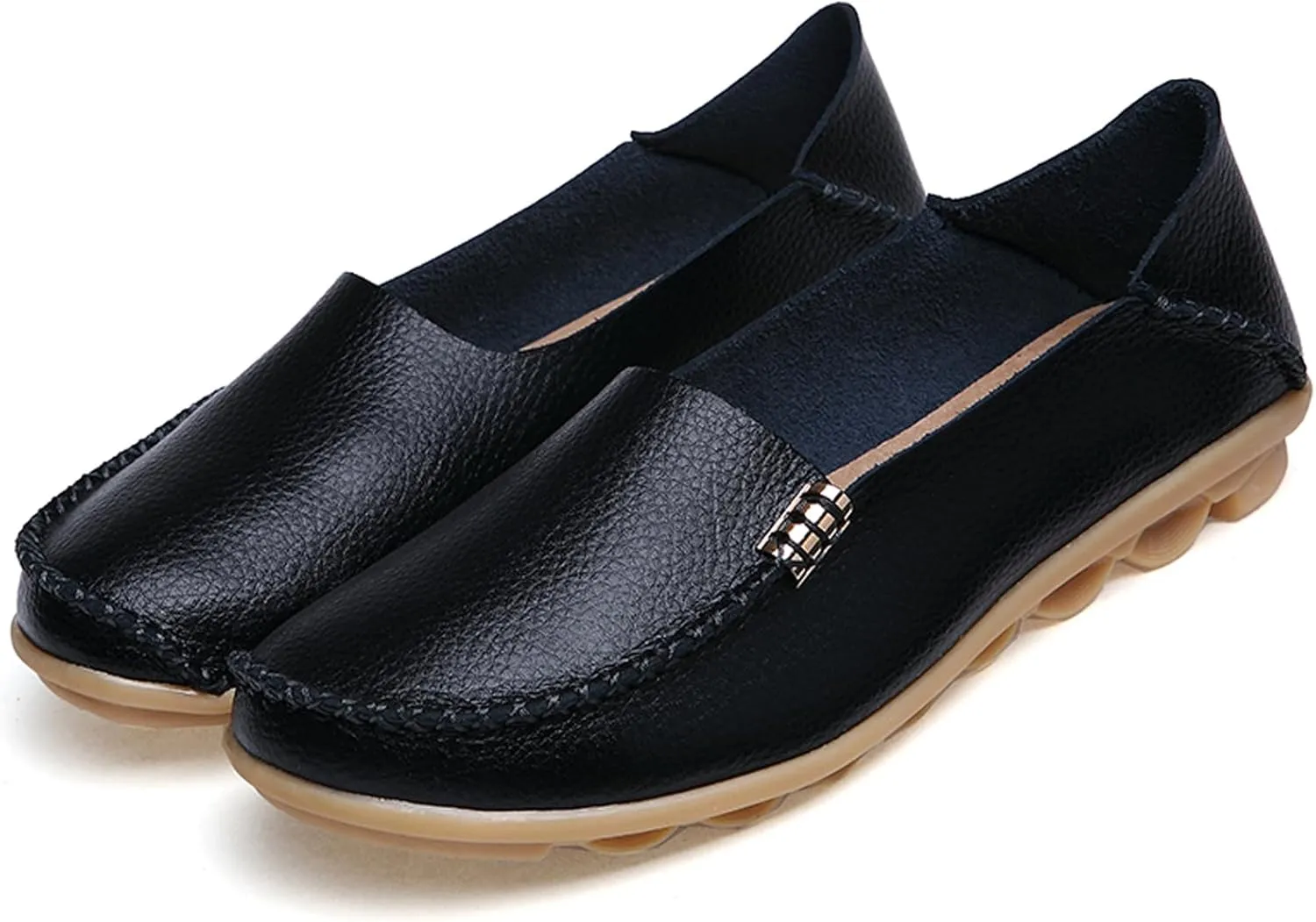 WUIWUIYU Women's Comfortable Loafers Casual Round Toe Moccasins Driving Flats Soft Walking Shoes Women Slip Ons