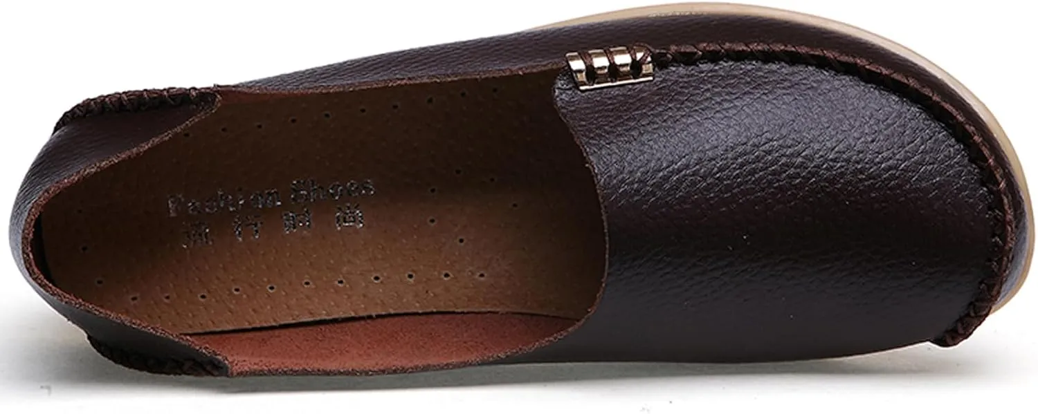 WUIWUIYU Women's Comfortable Loafers Casual Round Toe Moccasins Driving Flats Soft Walking Shoes Women Slip Ons