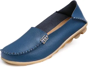 WUIWUIYU Women's Comfortable Loafers Casual Round Toe Moccasins Driving Flats Soft Walking Shoes Women Slip Ons