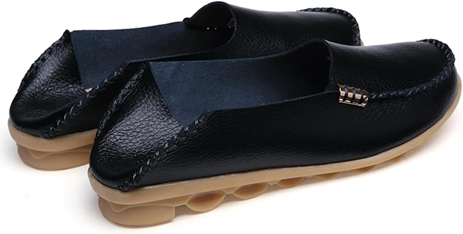 WUIWUIYU Women's Comfortable Loafers Casual Round Toe Moccasins Driving Flats Soft Walking Shoes Women Slip Ons