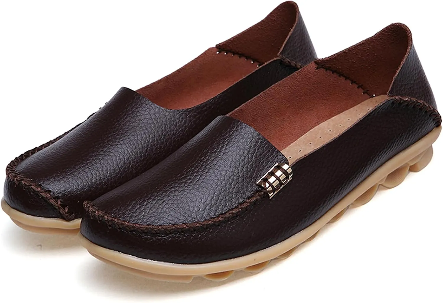 WUIWUIYU Women's Comfortable Loafers Casual Round Toe Moccasins Driving Flats Soft Walking Shoes Women Slip Ons