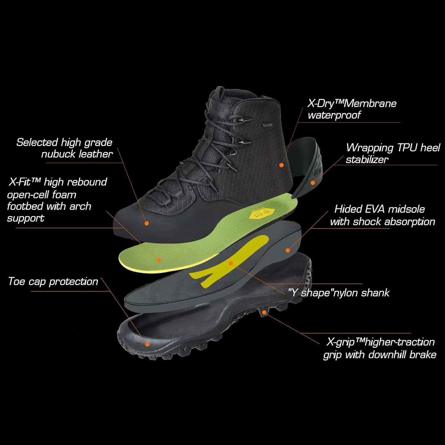 XPETI DUTY Men's Bravo Leather Military Boots Waterproof Tactical Boots