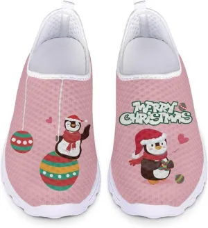 Xpyiqun Christmas Sneakers Slip On Shoes for Women Tennis Shoe Xmas Trainers Footwear