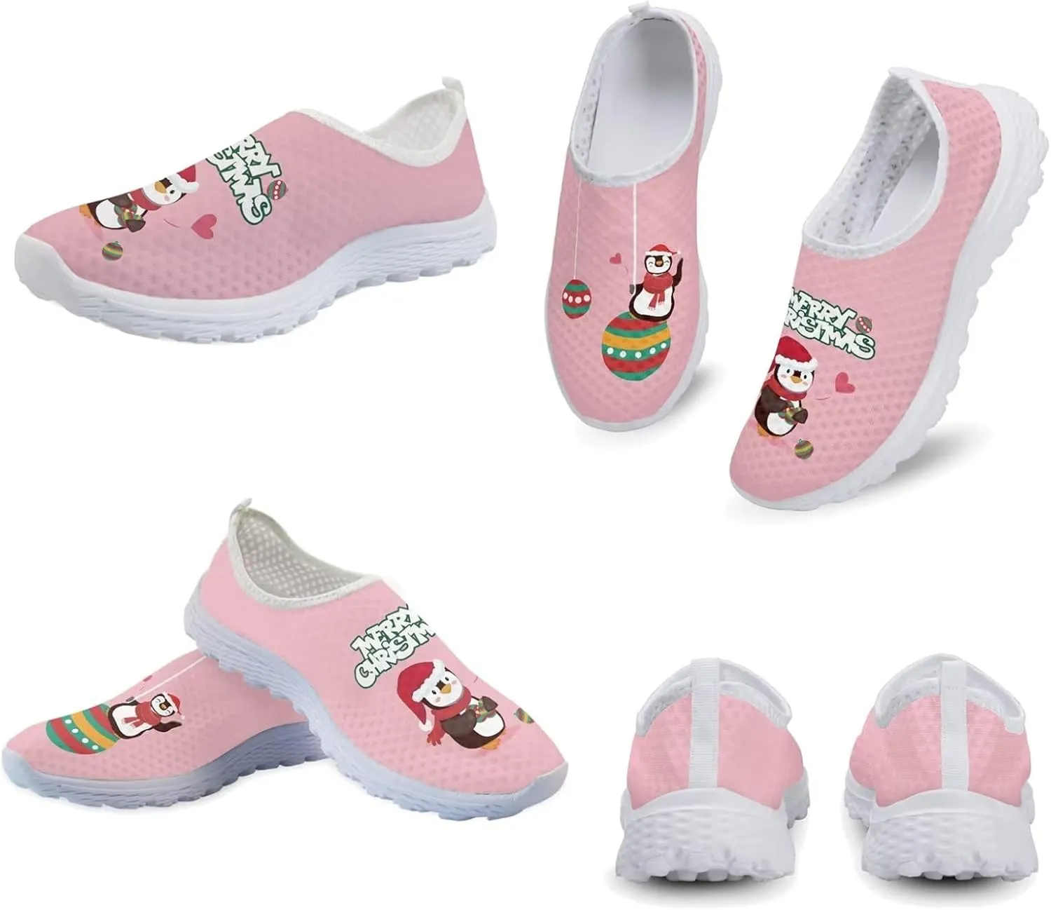 Xpyiqun Christmas Sneakers Slip On Shoes for Women Tennis Shoe Xmas Trainers Footwear