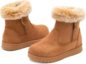yageyan womens winter boots Mid calf snow booties fur lined womens warm ankle booties for outdoors