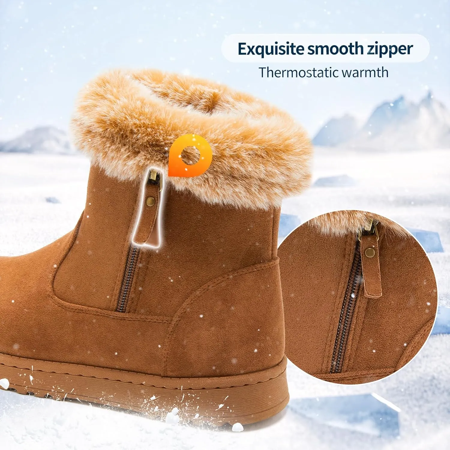 yageyan womens winter boots Mid calf snow booties fur lined womens warm ankle booties for outdoors
