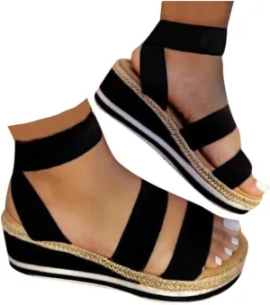 Yanzhenglip Orthopedic Wedge Sandals for Women Summer Dressy Open Toe Espadrilles Platform Sandals Ankle Strap Casual Wedges, Slip on Sandals Beach Sandals Comfortable Outdoor Shoes