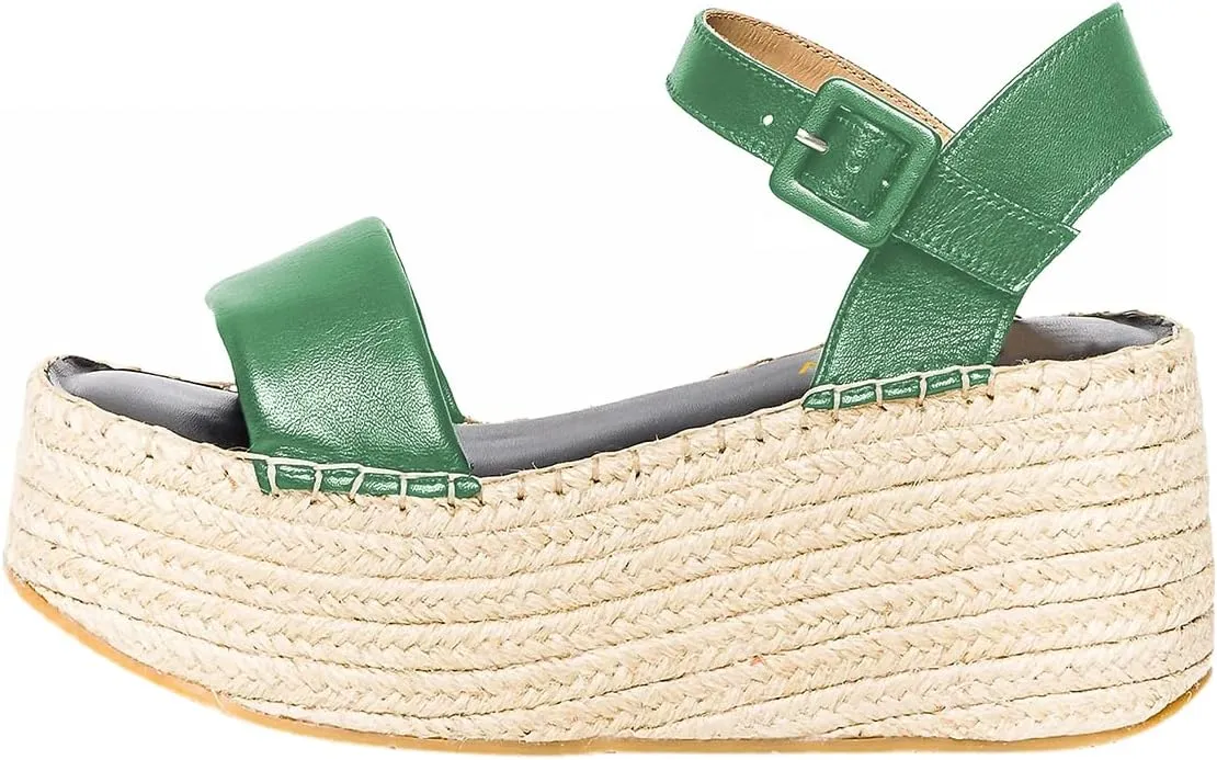 YDN Women Ankle Strap Sandals Braid Platform Wedge High Heeled Espadrilles Open Square Toe Buckle Shoes Shopping Party Dating Size 4-16 US