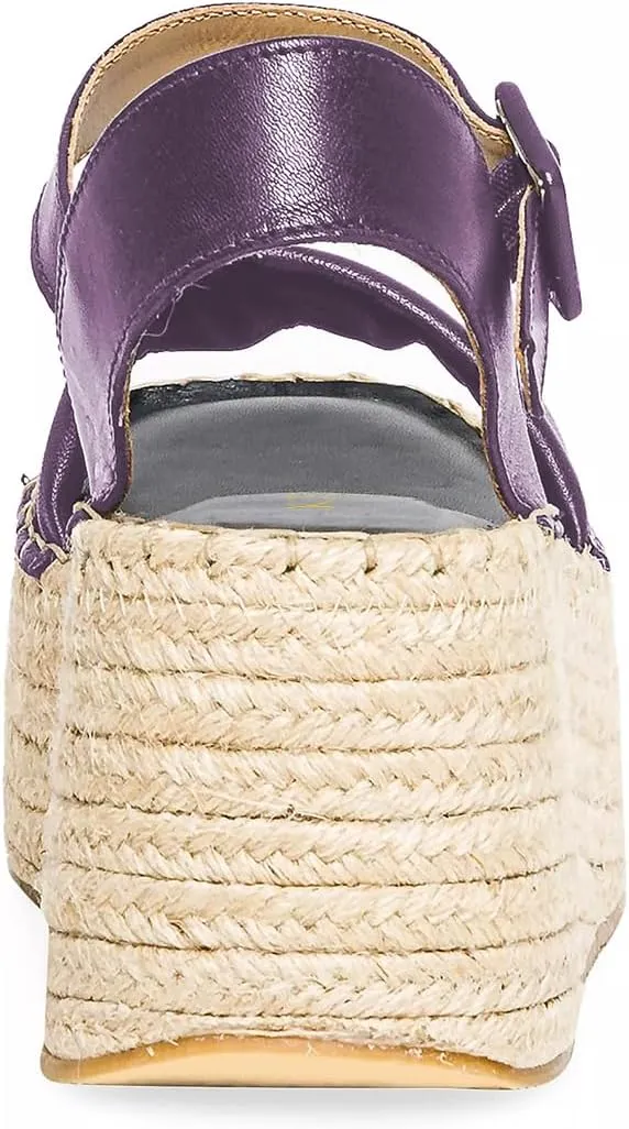 YDN Women Ankle Strap Sandals Braid Platform Wedge High Heeled Espadrilles Open Square Toe Buckle Shoes Shopping Party Dating Size 4-16 US