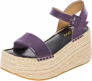 YDN Women Ankle Strap Sandals Braid Platform Wedge High Heeled Espadrilles Open Square Toe Buckle Shoes Shopping Party Dating Size 4-16 US