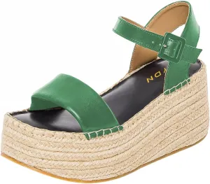 YDN Women Ankle Strap Sandals Braid Platform Wedge High Heeled Espadrilles Open Square Toe Buckle Shoes Shopping Party Dating Size 4-16 US
