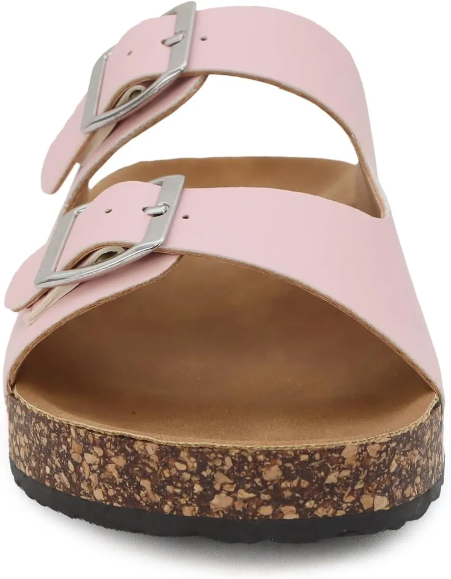 YOKI GIENNA-48Y Girls Sandals with Adjustable Double Buckles, Cushioned Cork Flats, Girls Summer Sandals