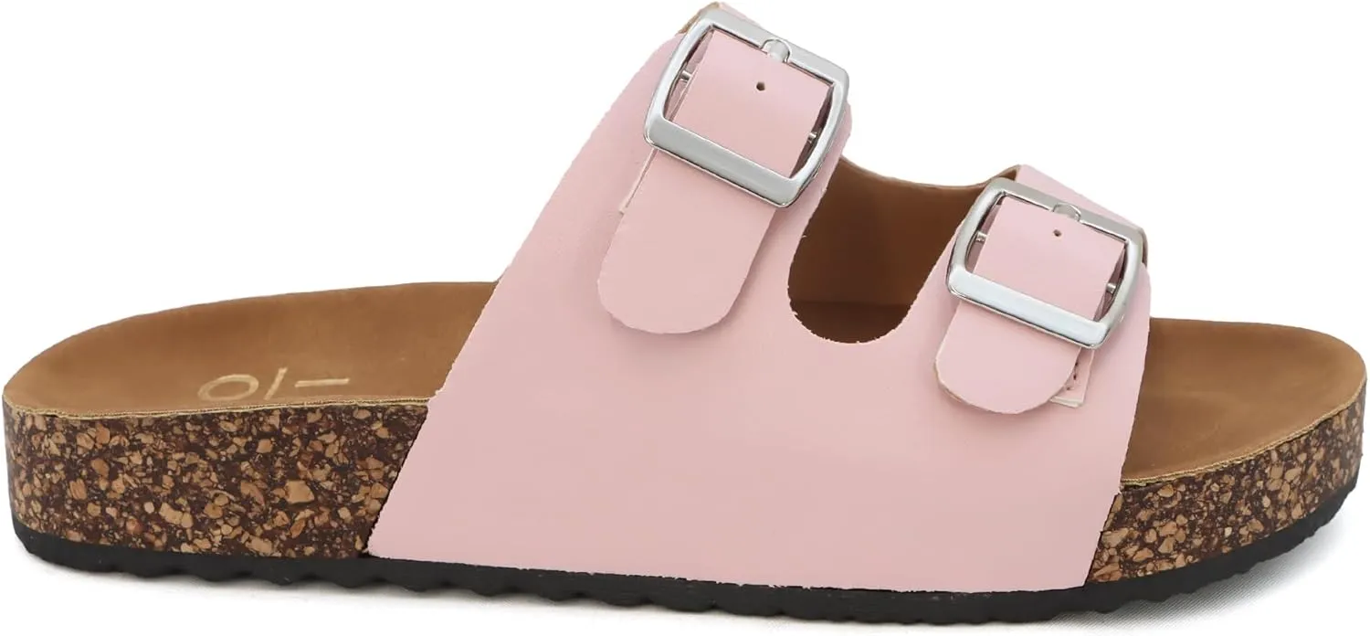 YOKI GIENNA-48Y Girls Sandals with Adjustable Double Buckles, Cushioned Cork Flats, Girls Summer Sandals