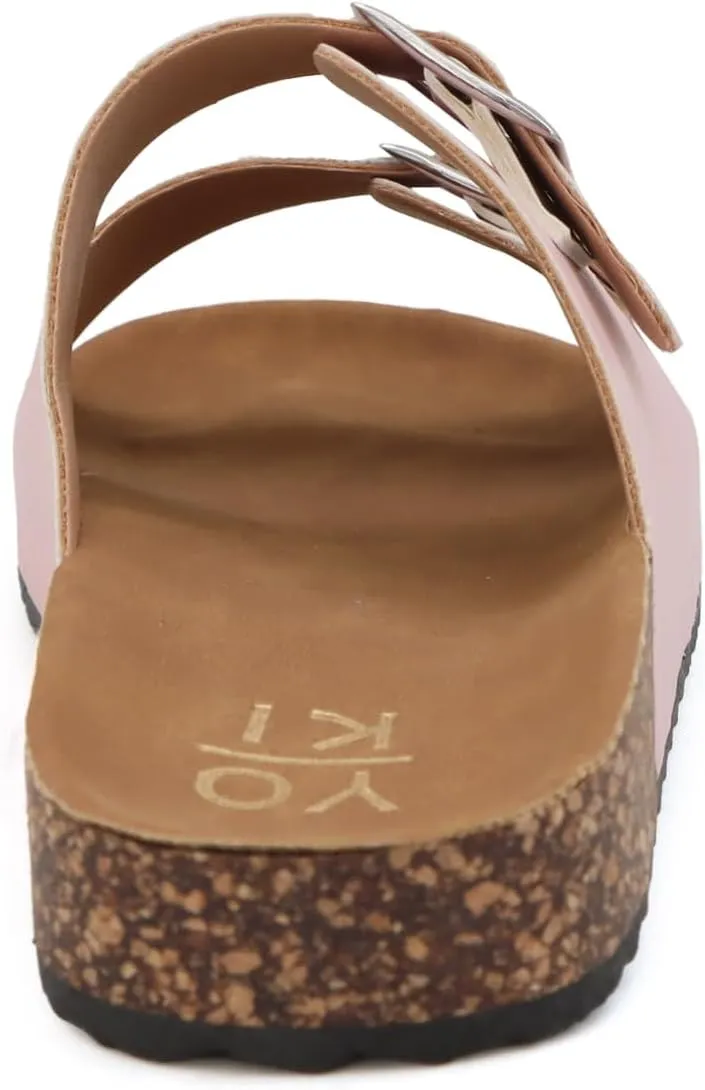 YOKI GIENNA-48Y Girls Sandals with Adjustable Double Buckles, Cushioned Cork Flats, Girls Summer Sandals