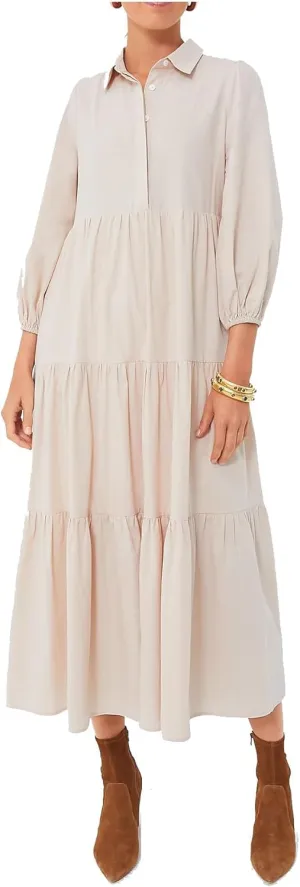 Yoolin Women Flowy Maxi Dresses Casual V Neck Smocked Tiered Babydoll Sundress Beach Long Skirt with Pockets