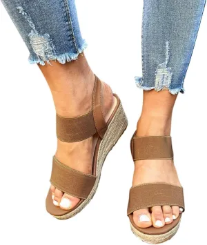 ZBYY Espadrille Wedge Sandals for Women Summer Open Toe Buckle Ankle Strap Espadrilles Flatform Wedge Casual Sandals