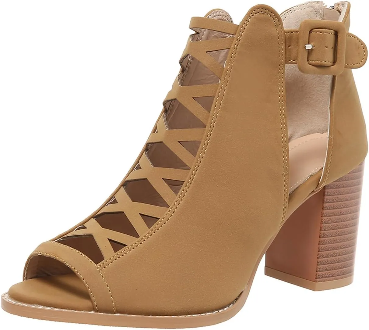 ZBYY Women Platform Open Toe Sandals Crisscross Straps Back Zipper High Heel Sandal with Adjustable Ankle Strap Sandals