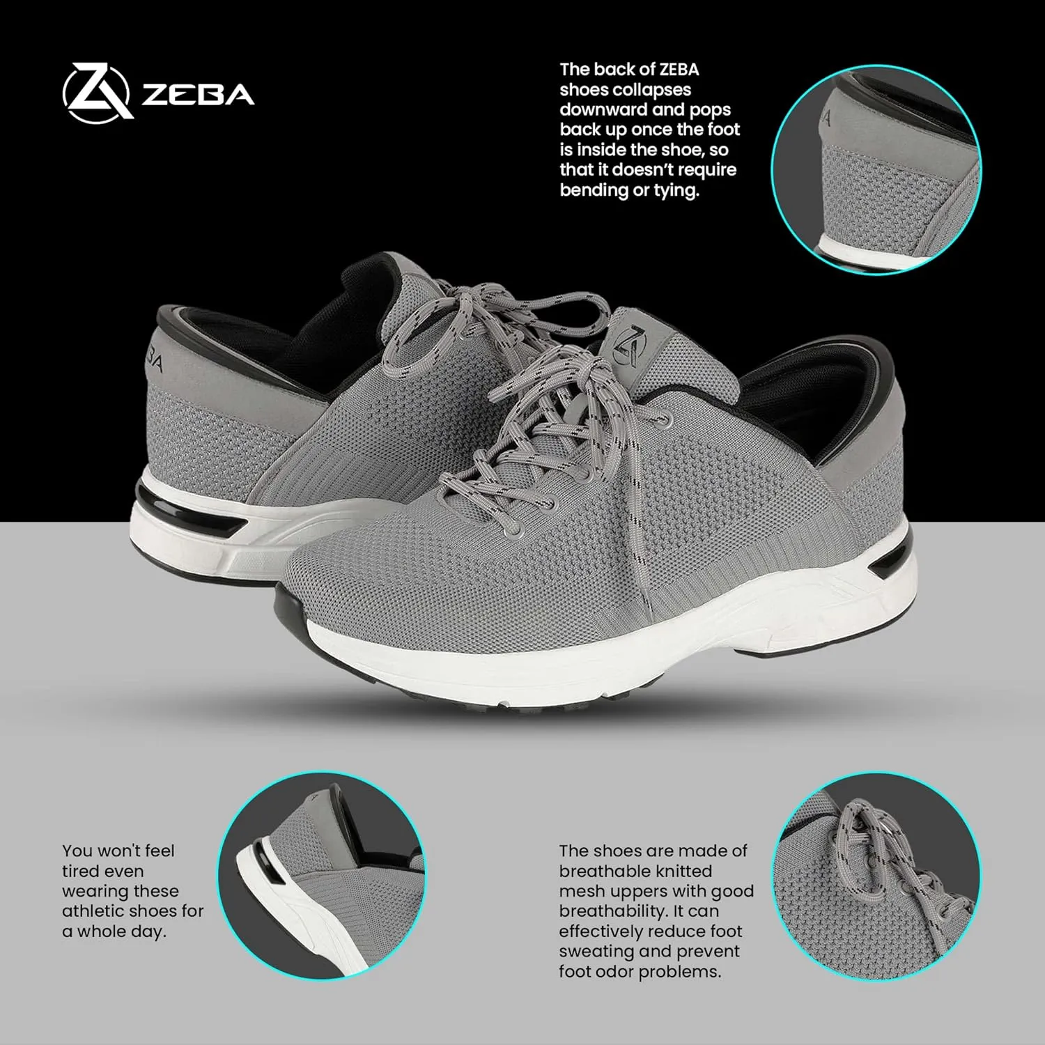 ZEBA Hands Free Slip on Sneakers for Men - Step Up Your Comfort and Style with Perfect Walking Shoes and Fashion Sneakers