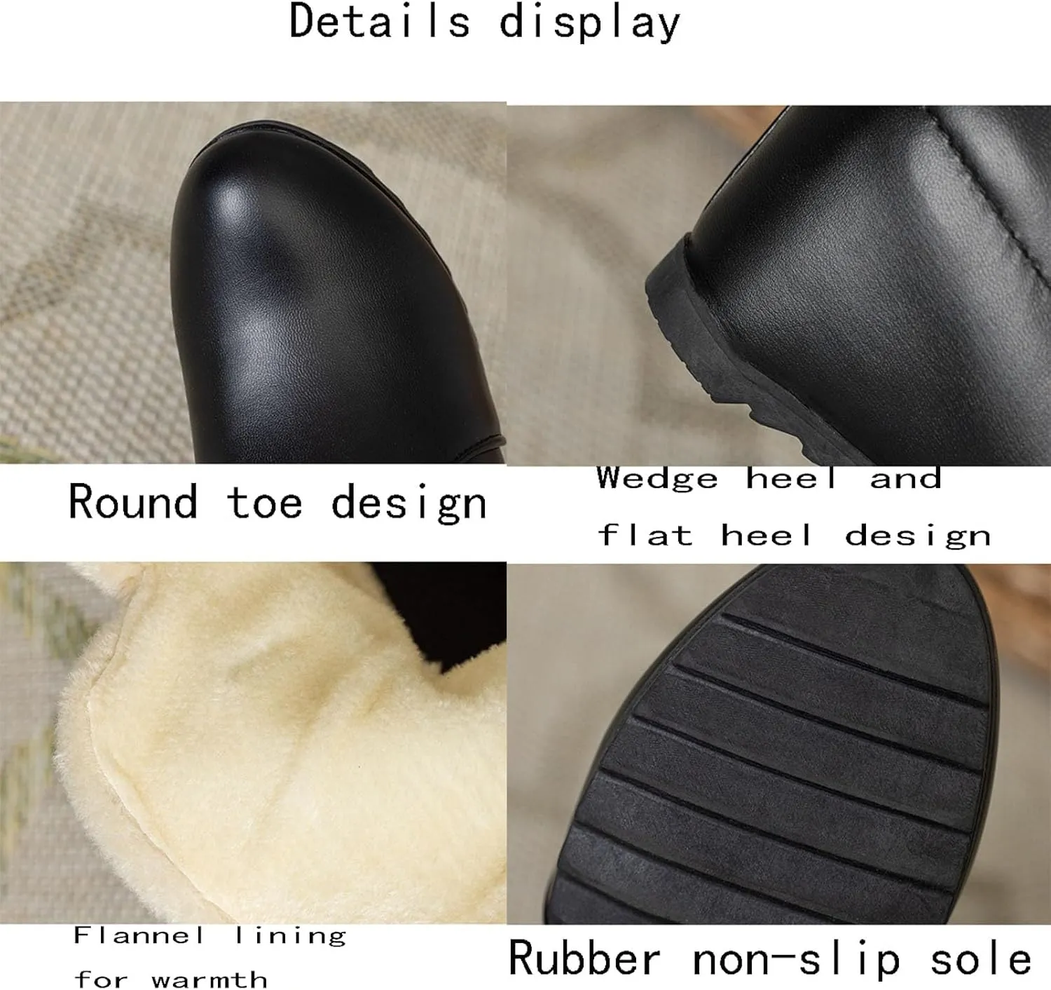 Zipper Mid Calf Snow Boots, Short Plush Lined Raw Edge Warm Straight Boots Patent Leather Dirt Resistant Women's Boots Metal Tassel Decoration Fashion Boots