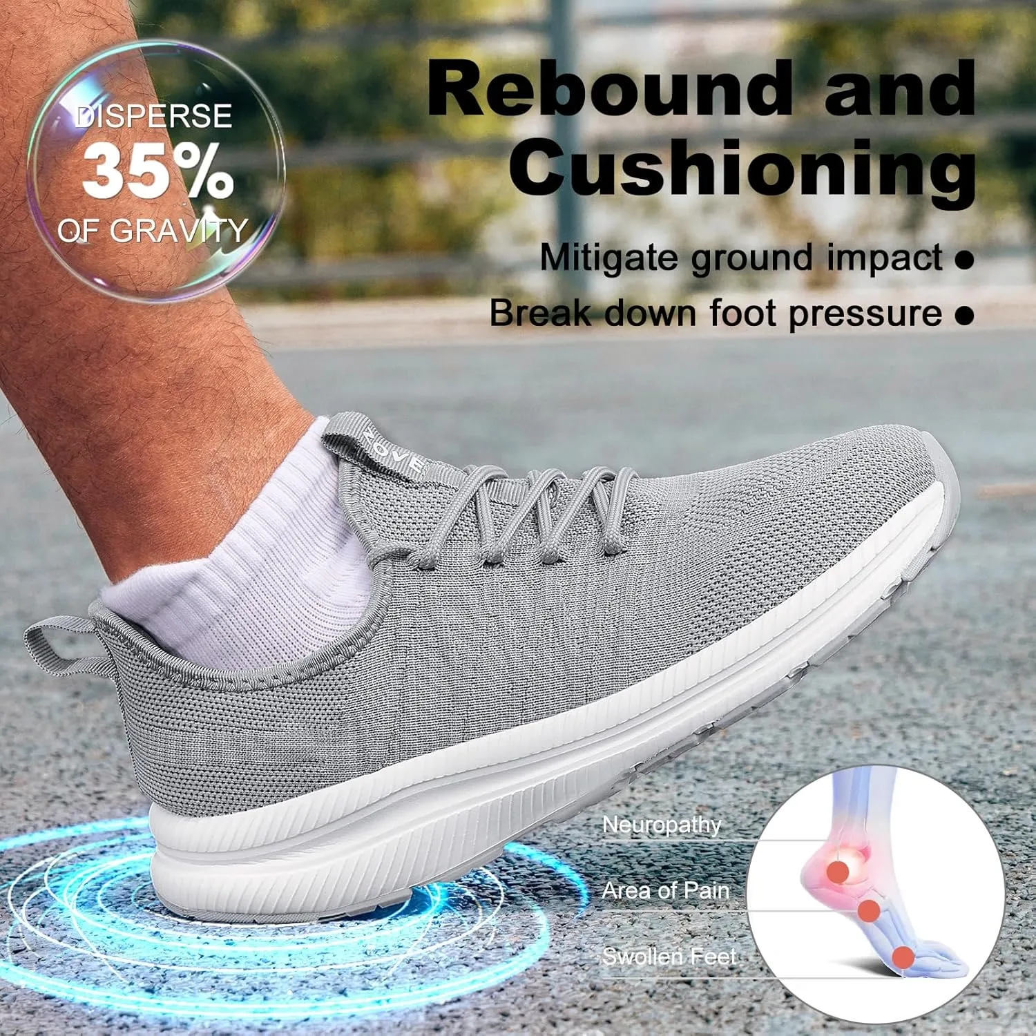 ZOVE Wide Toe Box Shoes for Men Extra Wide Width Sneakers Non-Slip Ultra Light Wide Tennis Running Shoes Breathable Casual Walking Sneakers Diabetes Workout Gym Jogging Sports