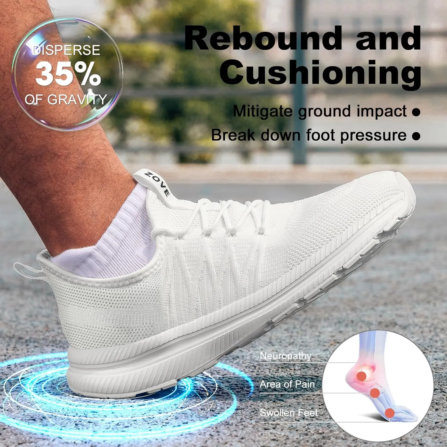 ZOVE Wide Toe Box Shoes for Men Extra Wide Width Sneakers Non-Slip Ultra Light Wide Tennis Running Shoes Breathable Casual Walking Sneakers Diabetes Workout Gym Jogging Sports