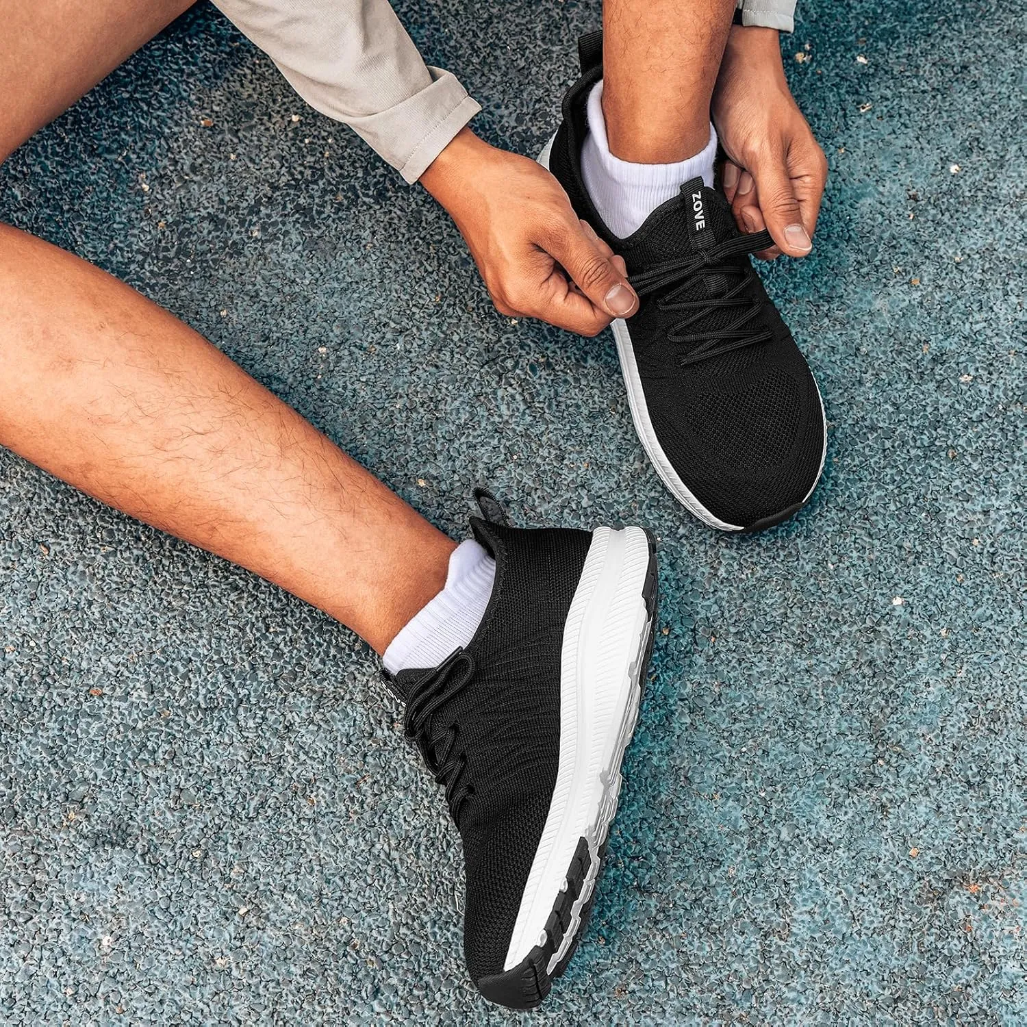 ZOVE Wide Toe Box Shoes for Men Extra Wide Width Sneakers Non-Slip Ultra Light Wide Tennis Running Shoes Breathable Casual Walking Sneakers Diabetes Workout Gym Jogging Sports