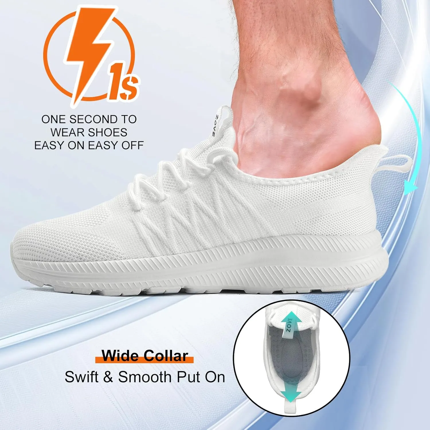 ZOVE Wide Toe Box Shoes for Men Extra Wide Width Sneakers Non-Slip Ultra Light Wide Tennis Running Shoes Breathable Casual Walking Sneakers Diabetes Workout Gym Jogging Sports