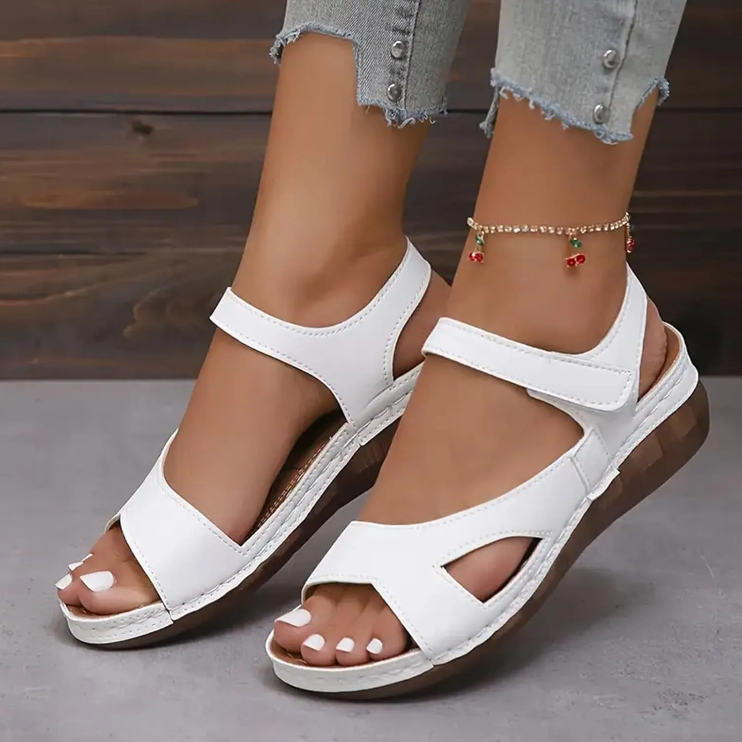 ZSpzx Women Wedge Sandals 2025,Comfortable Lady Dressy Arch Support Walking Footwear Breathable Dress Vacation Slippers Summer Cute Casual Shoe Peep-Toe Soft Cushion Daily Wear Indoor/Outdoor