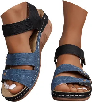 ZSpzx Women Wedge Sandals 2025,Fashion Sport Sneakers Ankle Strap Arch Support Plantar Fasciitis Slides Comfortable Breathable Slip-On Peep-Toe Casual Shoe Indoor/Outdoor Daily Wear Walking Footwear