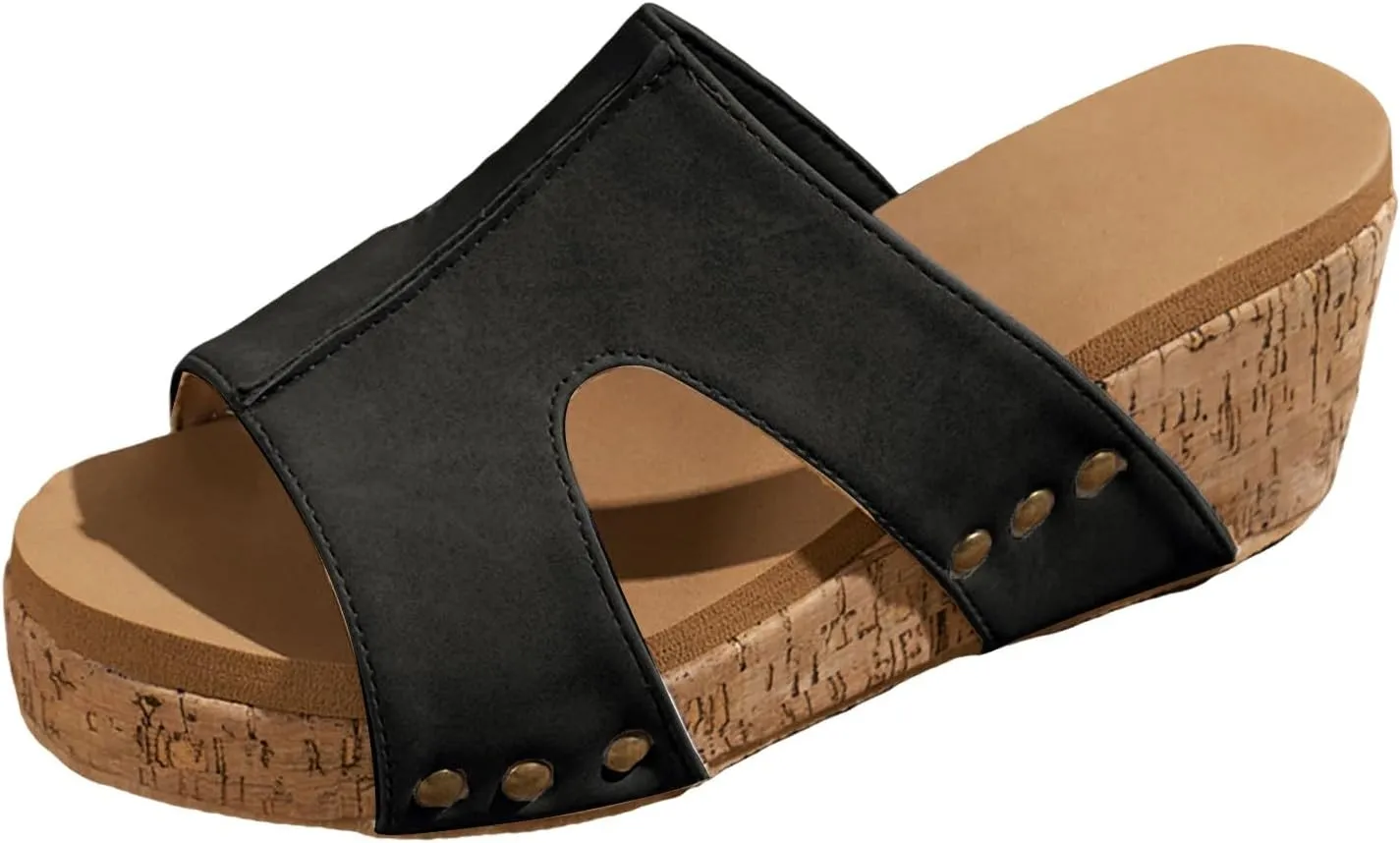 ZSpzx Women Wedge Sandals 2025,Indoor/Outdoor Slip-On Beach Vacation Slippers Summer Fashion Non-Slip Walking Footwear Breathable Comfortable Peep Toe Soft Cushion Casual Shoe Daily Wear