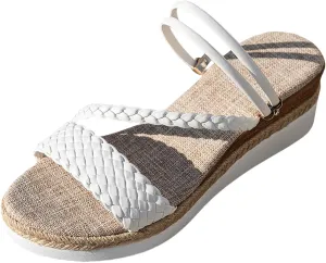 ZSpzx Women Wedge Sandals 2025,Summer Boho Indoor/Outdoor Daily Wear Soft Cushion Slides Ladies Dress Breathable Comfortable Elastic Ankle Strap Casual Shoe Arch Support Summer Dressy Wedding Shoes