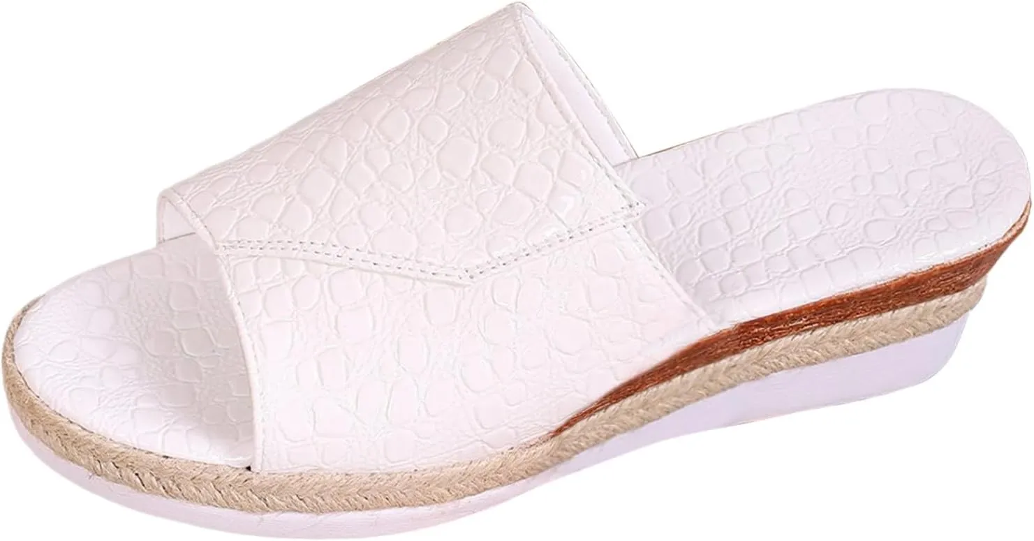 ZSpzx Women's Wedge Sandals 2025,Party Dance Height Increase Cushion Beach Vacation Slip-On Slippers Comfortable Open Toe Soft Sole Daily Wear Slides Breathable Fashion Casual Shoe